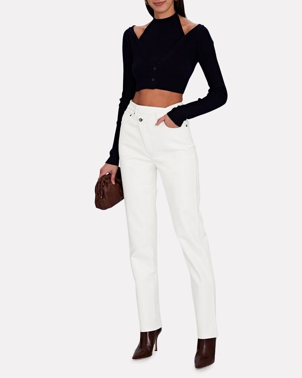 AGOLDE White Criss Cross Straight Leg Jeans Size 32 Organic Cotton Revolve